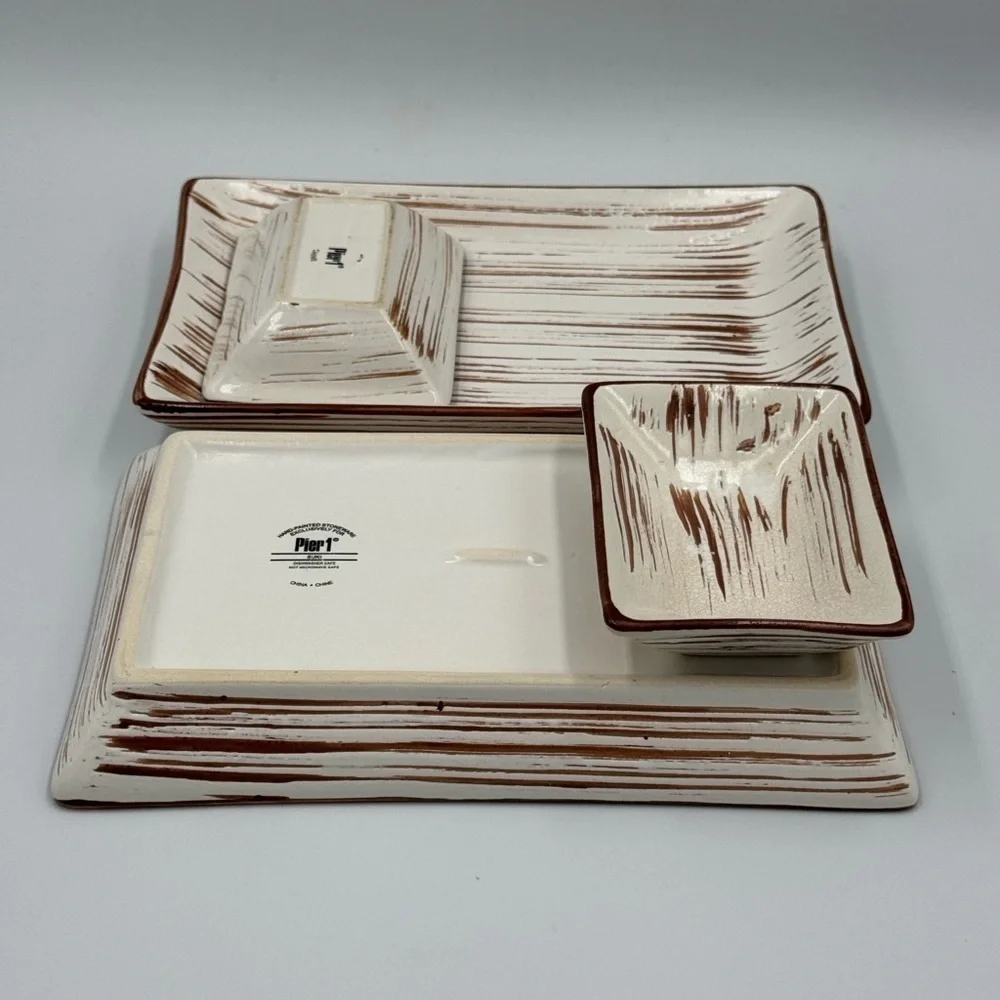Vintage Pier 1 Ceramic “Suki” Sushi Serving Set for 2